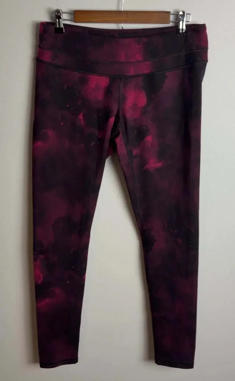Lucy Athletic Leggings Burgundy Black Abstract Yoga Pants Size Large Women’s